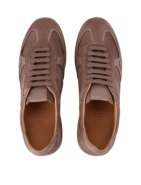 Мужские кеды замшевые бежевые - фото 4 - Miraton