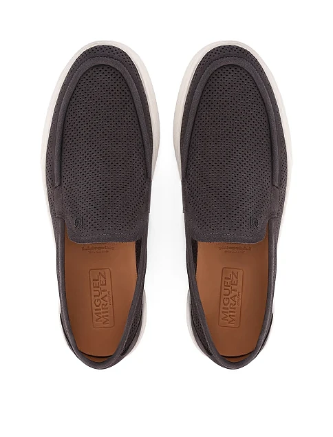 Чоловічі туфлі з нубуку сірі - фото 4 - Miraton