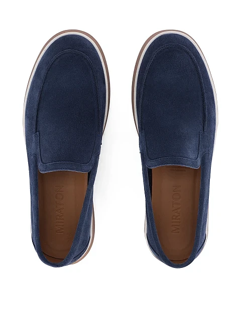 Чоловічі туфлі замшеві сині - фото 4 - Miraton