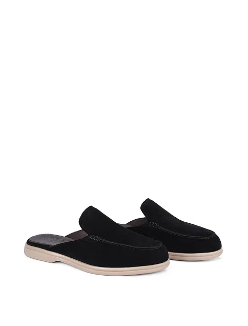 Мужские сабо замшевые черные - фото 2 - Miraton