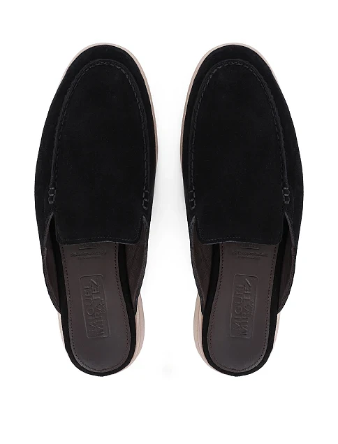 Мужские сабо замшевые черные - фото 4 - Miraton