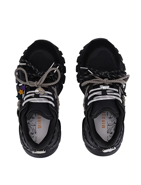 Жіночі кросівки зі штучної шкіри чорні - фото 2 - Miraton