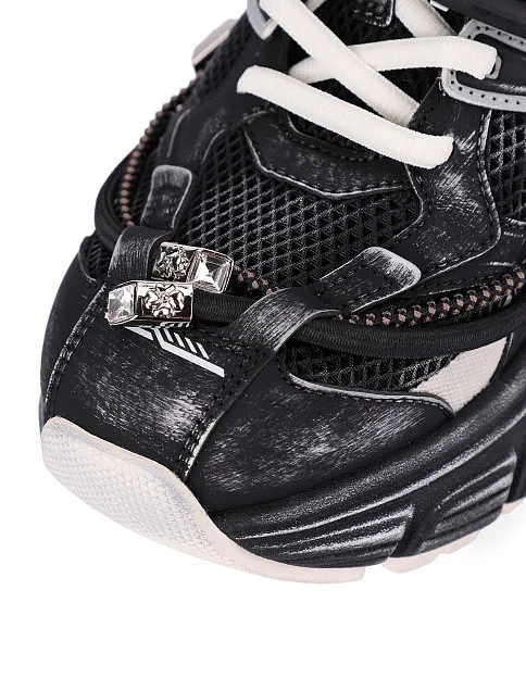 Женские кроссовки из искусственной кожи черные - фото 6 - Miraton