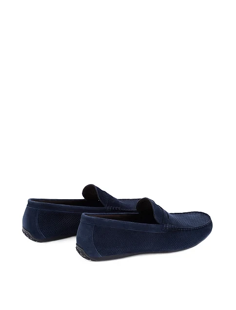 Чоловічі замшеві мокасини синього кольору - фото 3 - Miraton