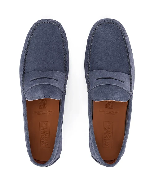 Чоловічі замшеві мокасини блакитного кольору - фото 5 - Miraton