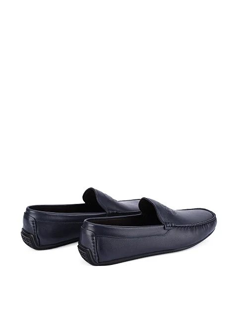 Чоловічі шкіряні мокасини синього кольору - фото 3 - Miraton