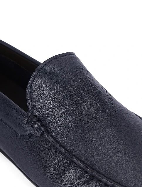 Чоловічі шкіряні мокасини синього кольору - фото 4 - Miraton