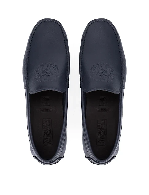 Чоловічі шкіряні мокасини синього кольору - фото 5 - Miraton