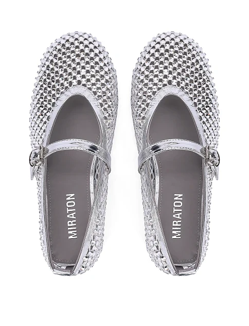 Женские балетки из сетки серебряного цвета - фото 2 - Miraton