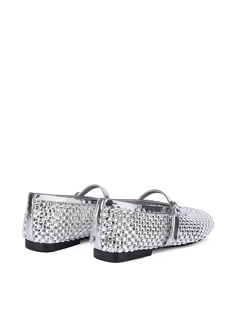 Женские балетки из сетки серебряного цвета - фото 4 - Miraton