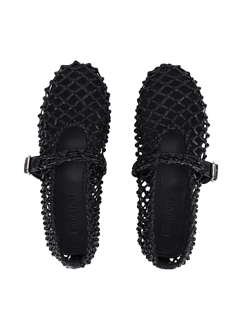 Женские балетки из искусственной кожи черные - фото 2 - Miraton