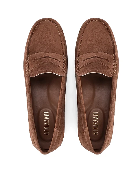 Женские мокасины велюровые бежевые - фото 2 - Miraton