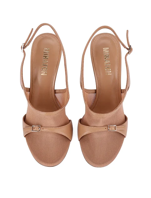 Женские босоножки кожаные бежевые - фото 2 - Miraton