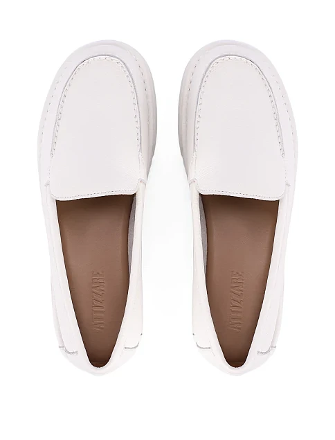 Женские слиперы кожаные белые - фото 2 - Miraton