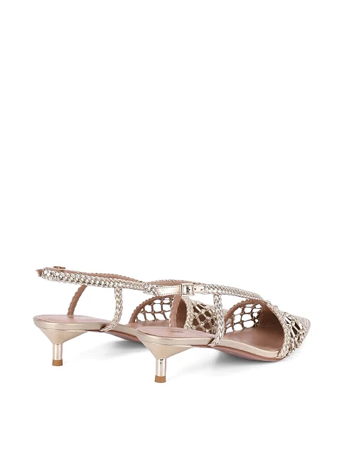 Жіночі туфлі шкіряні золотого кольору - фото 4 - Miraton