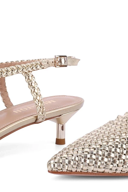 Жіночі туфлі шкіряні золотого кольору - фото 5 - Miraton