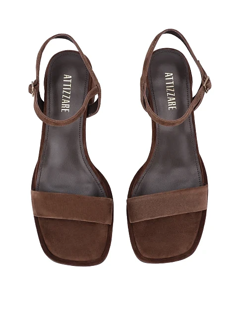 Женские босоножки велюровые коричневые - фото 2 - Miraton