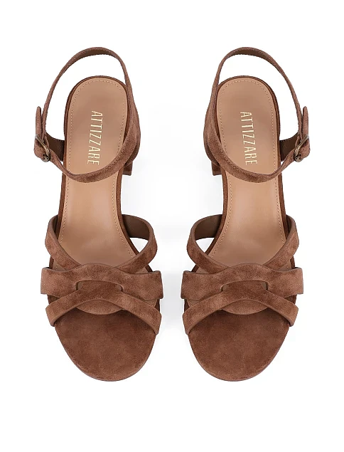 Женские босоножки велюровые коричневые - фото 2 - Miraton