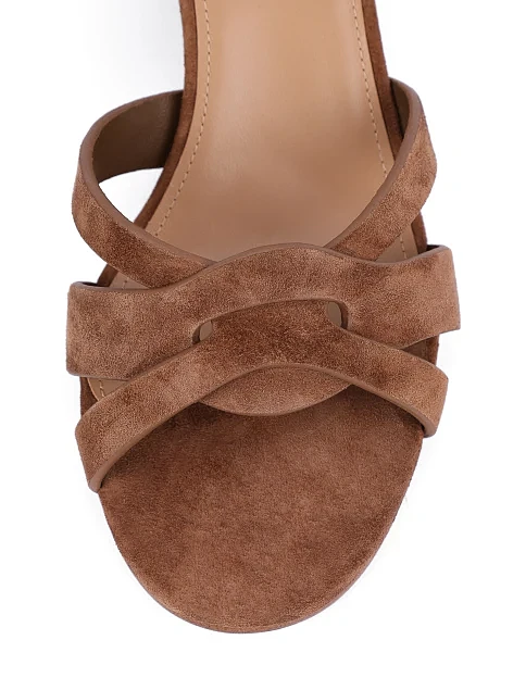 Женские босоножки велюровые коричневые - фото 5 - Miraton