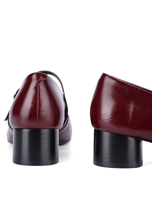 Жіночі туфлі з масляної шкіри бордові - фото 5 - Miraton