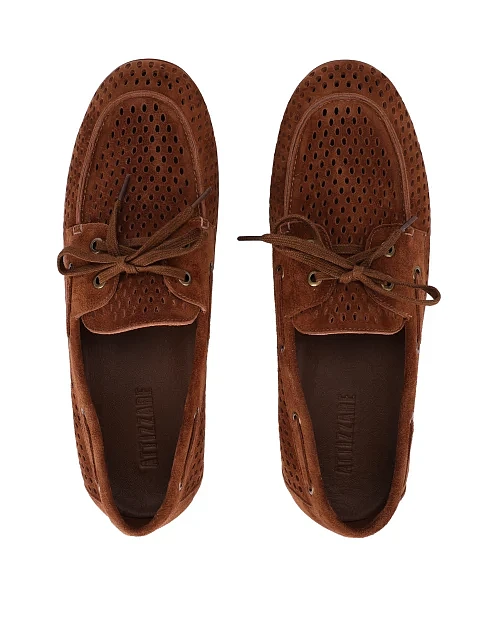 Женские мокасины велюровые коричневые - фото 2 - Miraton