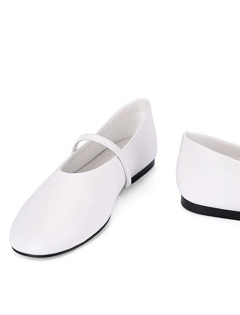 Женские балетки кожаные рисового цвета - фото 6 - Miraton