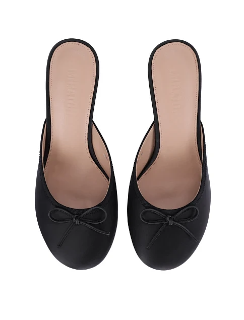 Женские сабо сатиновые черные - фото 6 - Miraton