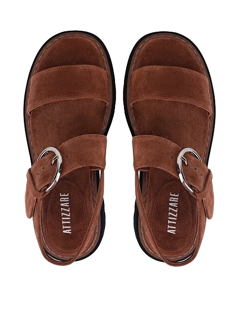 Жіночі сандалі велюрові коричневі - фото 2 - Miraton