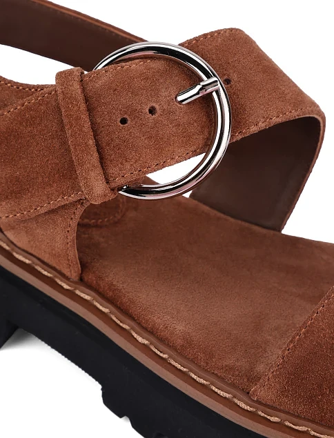 Жіночі сандалі велюрові коричневі - фото 5 - Miraton