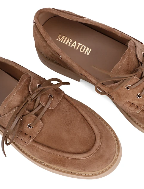 Женские туфли велюровые бежевые - фото 6 - Miraton