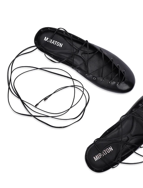 Жіночі балетки шкіряні чорні - фото 5 - Miraton