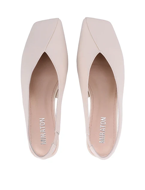 Жіночі балетки шкіряні рисового кольору - фото 2 - Miraton
