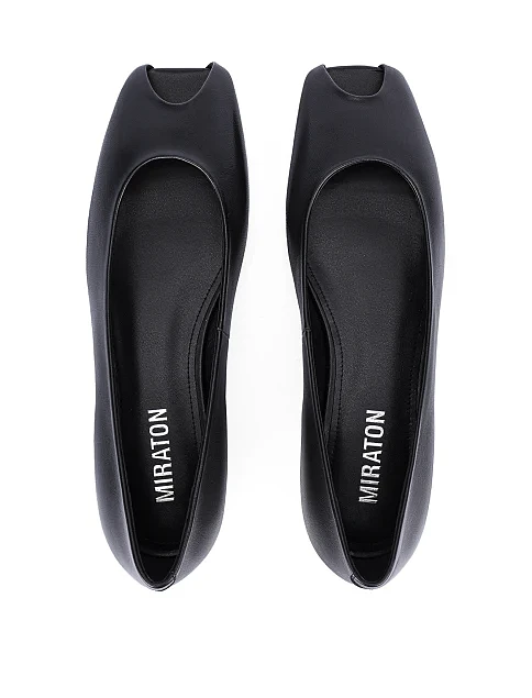Женские балетки кожаные черные - фото 2 - Miraton