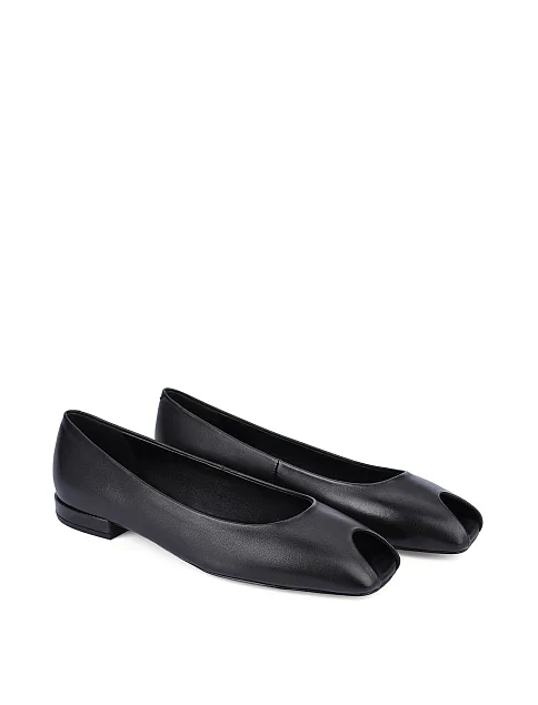 Женские балетки кожаные черные - фото 3 - Miraton