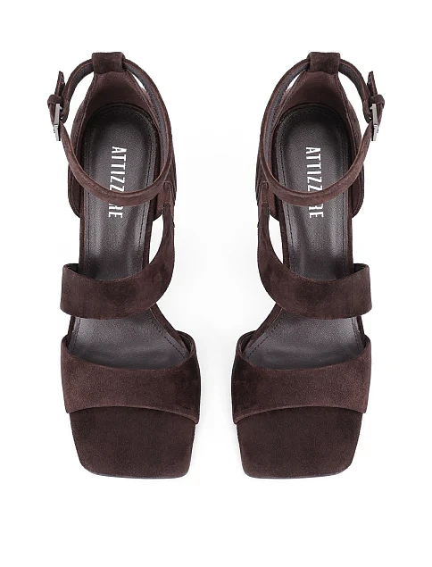 Женские босоножки велюровые коричневые - фото 2 - Miraton