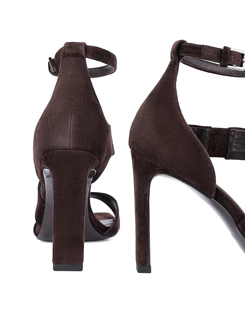 Женские босоножки велюровые коричневые - фото 5 - Miraton