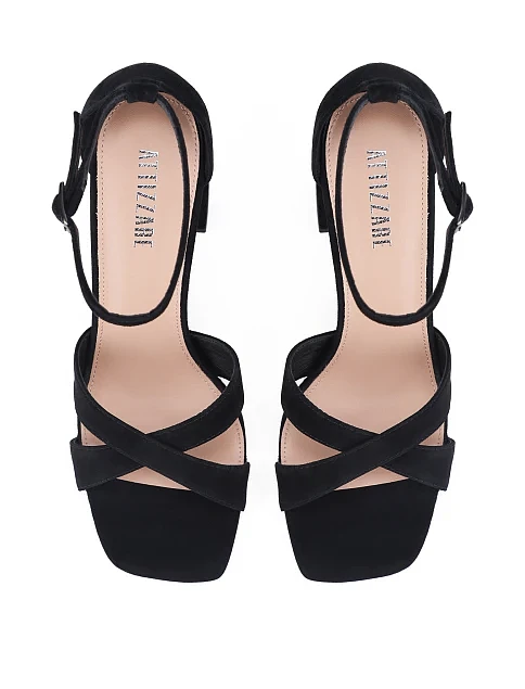 Женские босоножки велюровые черные - фото 2 - Miraton