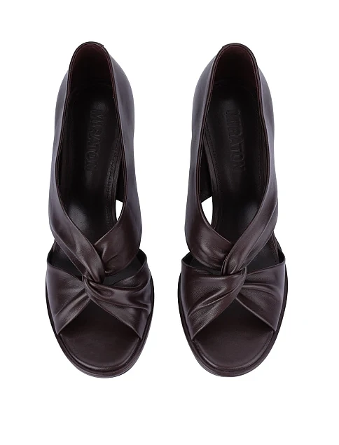 Женские туфли кожаные коричневые - фото 2 - Miraton