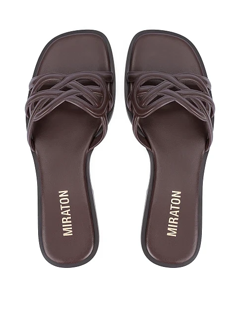 Жіночі шльопанці зі шкіри коричневі - фото 2 - Miraton