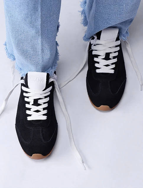 Женские кроссовки велюровые черные - фото 7 - Miraton