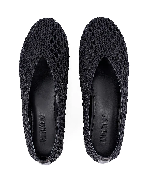 Жіночі балетки сатинові чорні - фото 2 - Miraton