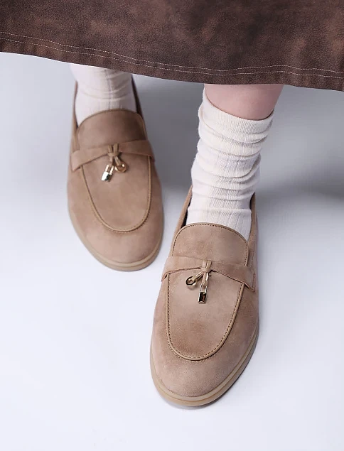 Женские слиперы велюровые бежевые - фото 7 - Miraton