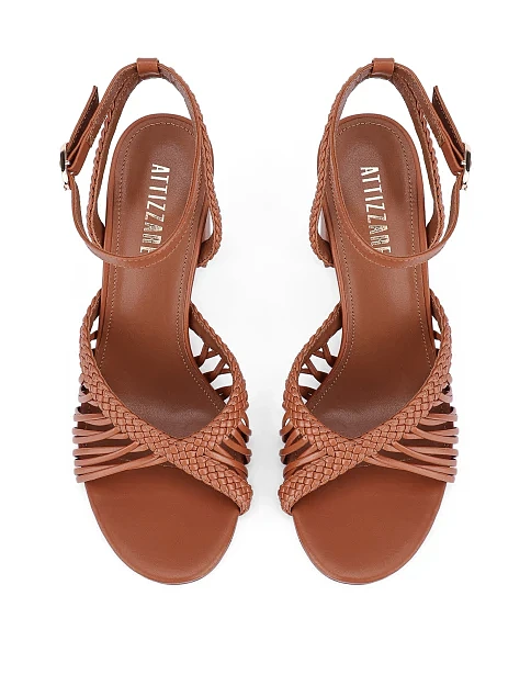 Женские босоножки кожаные коричневые - фото 2 - Miraton