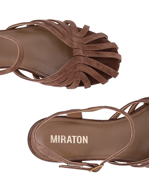 Жіночі сандалії велюрові коричневі - фото 6 - Miraton