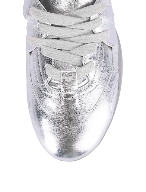Жіночі кросівки шкіряні срібного кольору - фото 6 - Miraton
