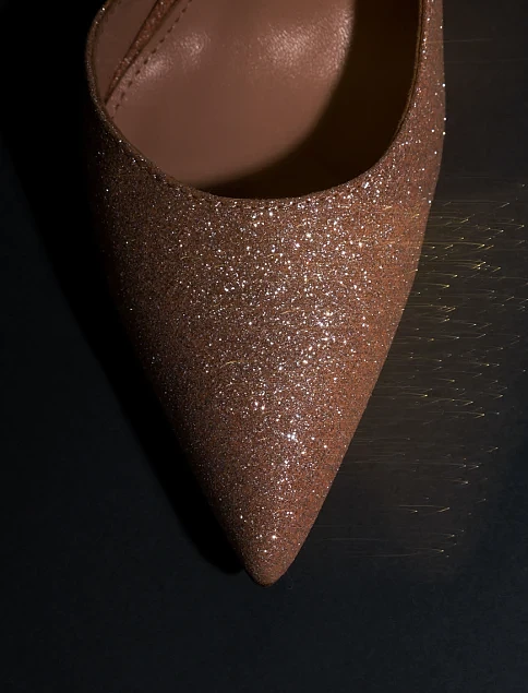 Жіночі туфлі з глітером золотого кольору - фото 7 - Miraton