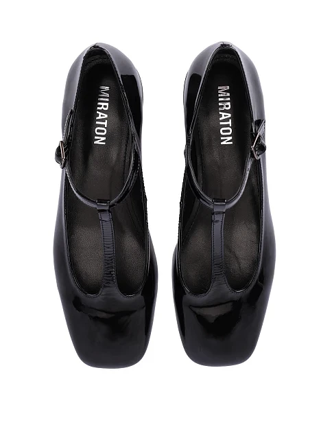 Женские балетки лаковые черные - фото 2 - Miraton