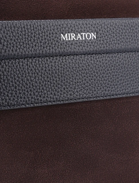 Мужская сумка через плечо замшевая коричневая - фото 4 - Miraton