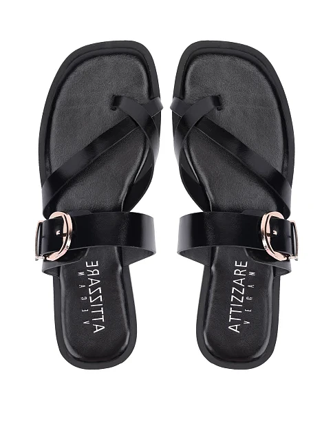 Жіночі шльопанці зі штучної шкіри чорні - фото 2 - Miraton