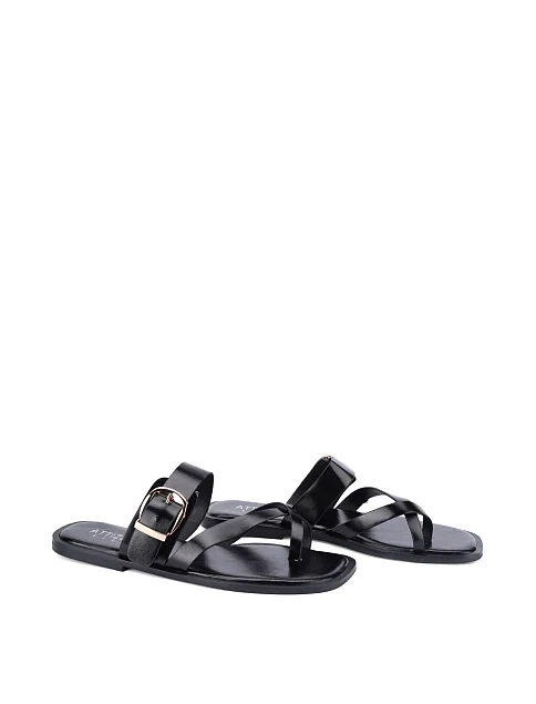 Жіночі шльопанці зі штучної шкіри чорні - фото 3 - Miraton